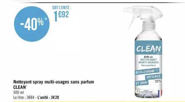 nettoyant spray multi-usages sans parfum clean