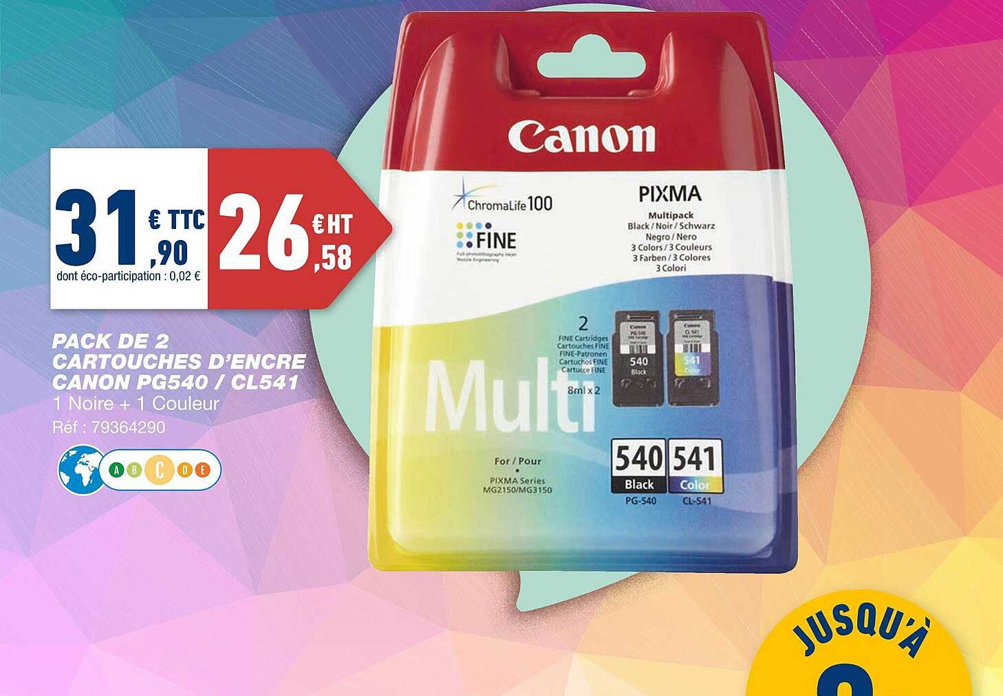 pack de 2 cartouches d'encre canon pg540-cl541