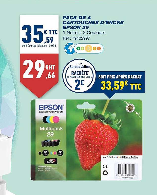 pack de 4 cartouche d'encre epson 29