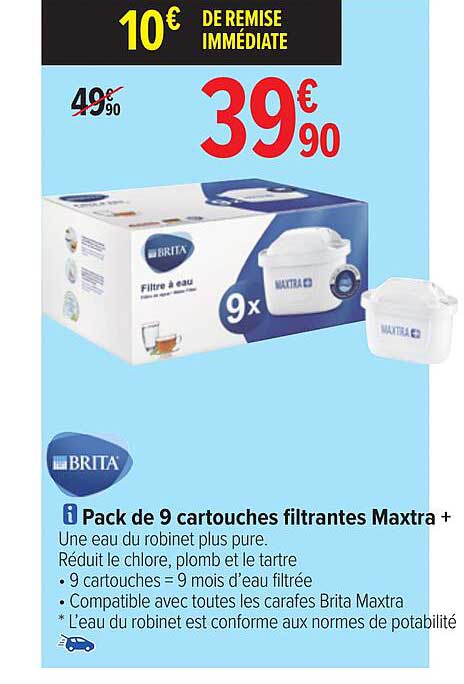 pack de 9 cartouches filtrantes maxtra + brita
