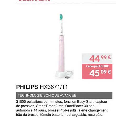 philips hx3671-11 technologie sonique avancée