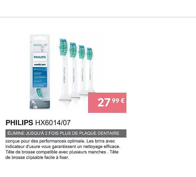 Philips Hx6014-07 élimine Jusqu'à 2 Fois Plus De Plaque Dentaire