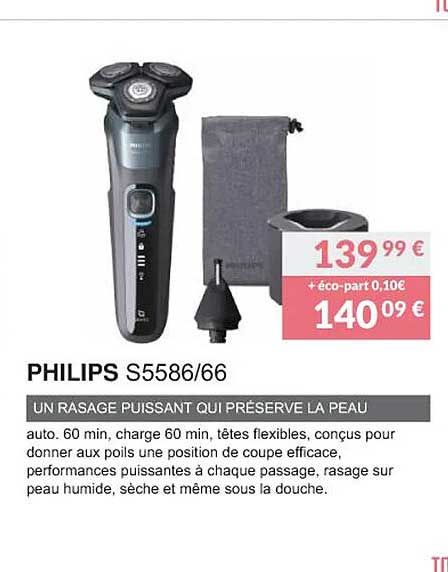 philips s5586-66 un rasage puissant qui préserve la peau