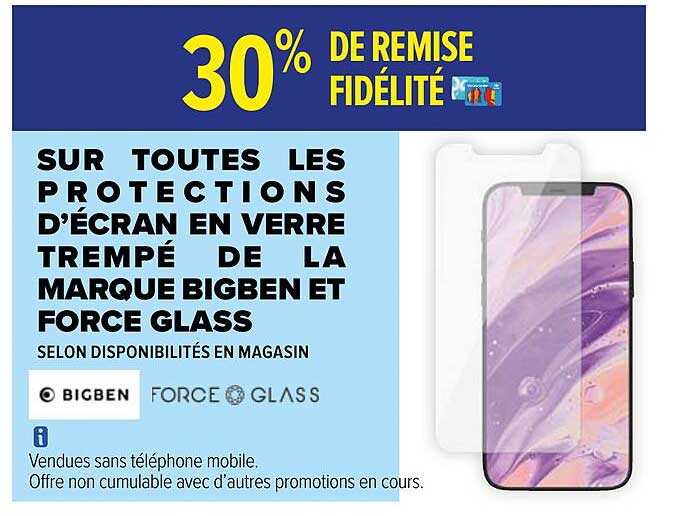 protections d'écran en verre trempé de la marque bigben et force glass