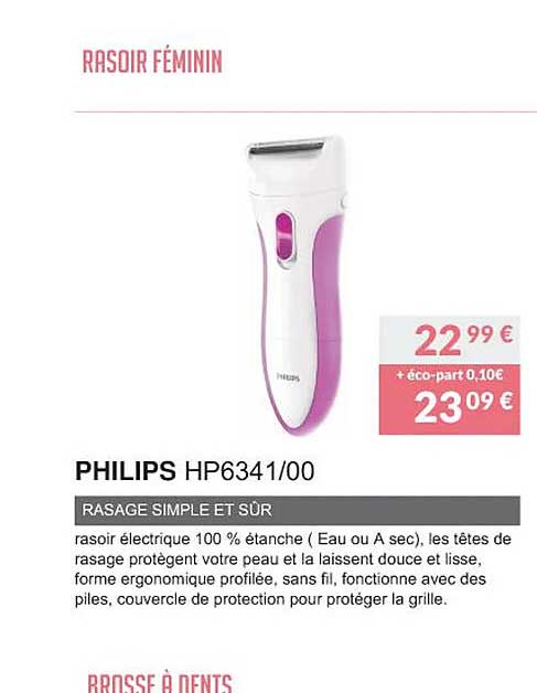 rasoir féminin philips hp6341-00