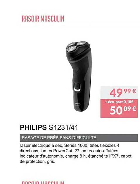 rasoir masculin philips s1231-41