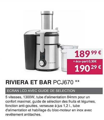 riviera et bar pcj670 écran lcd avec guide de sélection