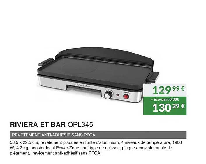 riviera et bar qpl345 revêtement anti-adhésif sans pfoa