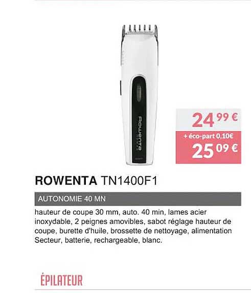 rowenta tn1400f1 autonome 40 min