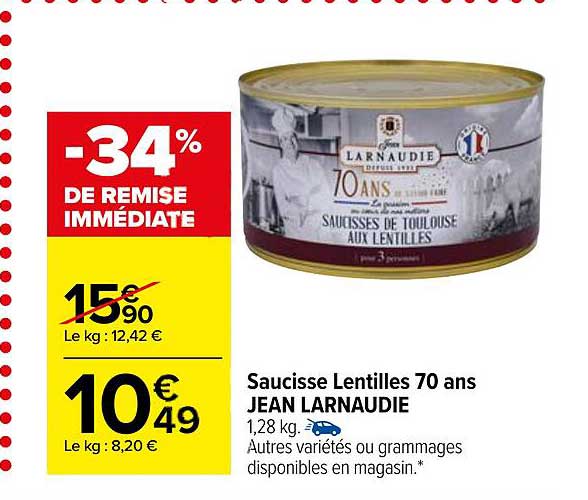 saucisse lentilles 70 ans jean larnaudie