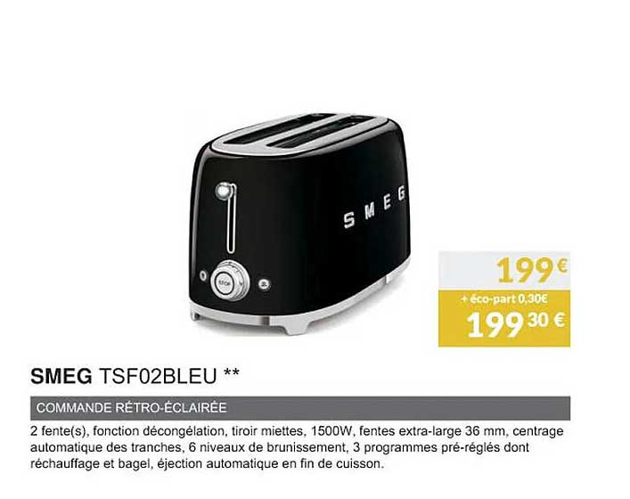 Smeg Tsf02bleu Commande Rétro-éclairée