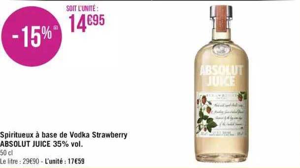 spiritueux à base de vodka strawberry absolut juice 35% vol.
