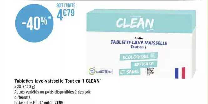 tablettes lave-vaisselle tout en 1 clean