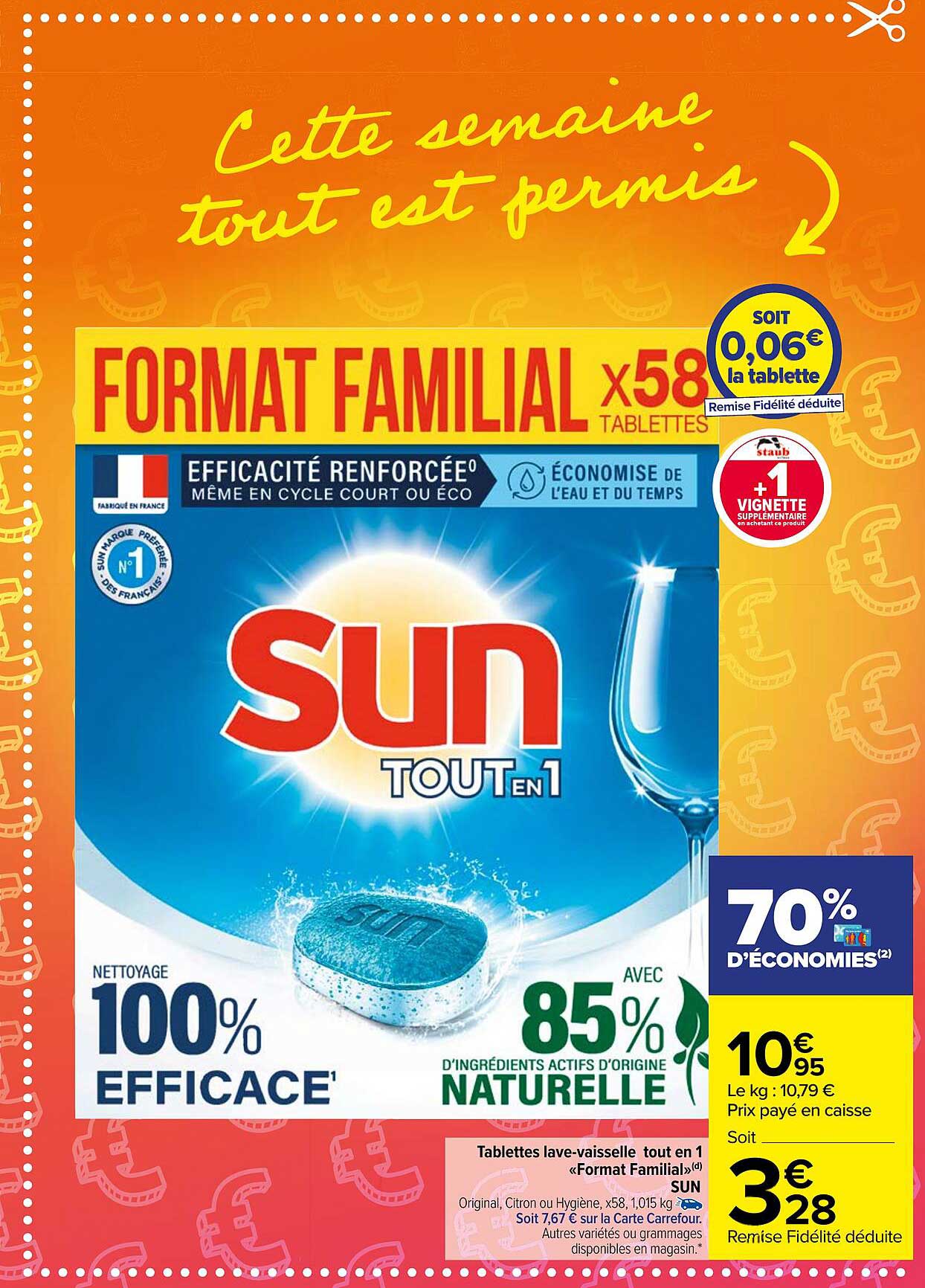 tablettes lave-vaisselle tout en 1 «format familial» sun