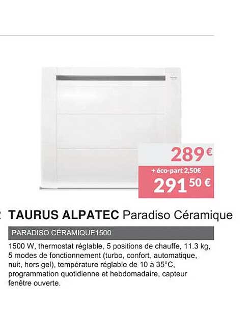 taurus alpatec paradiso céramique 1500