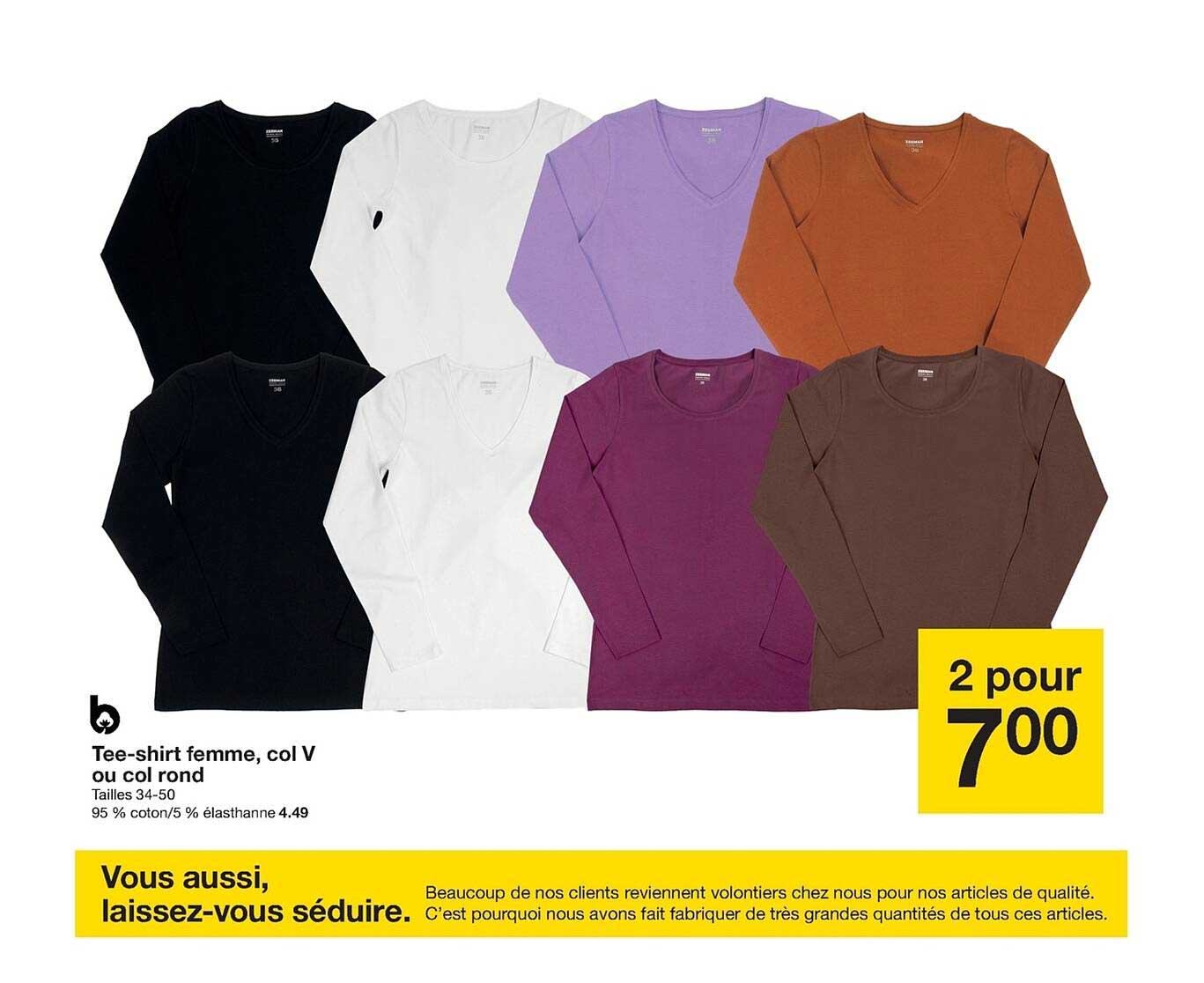 tee-shirt femme, col v ou col rond