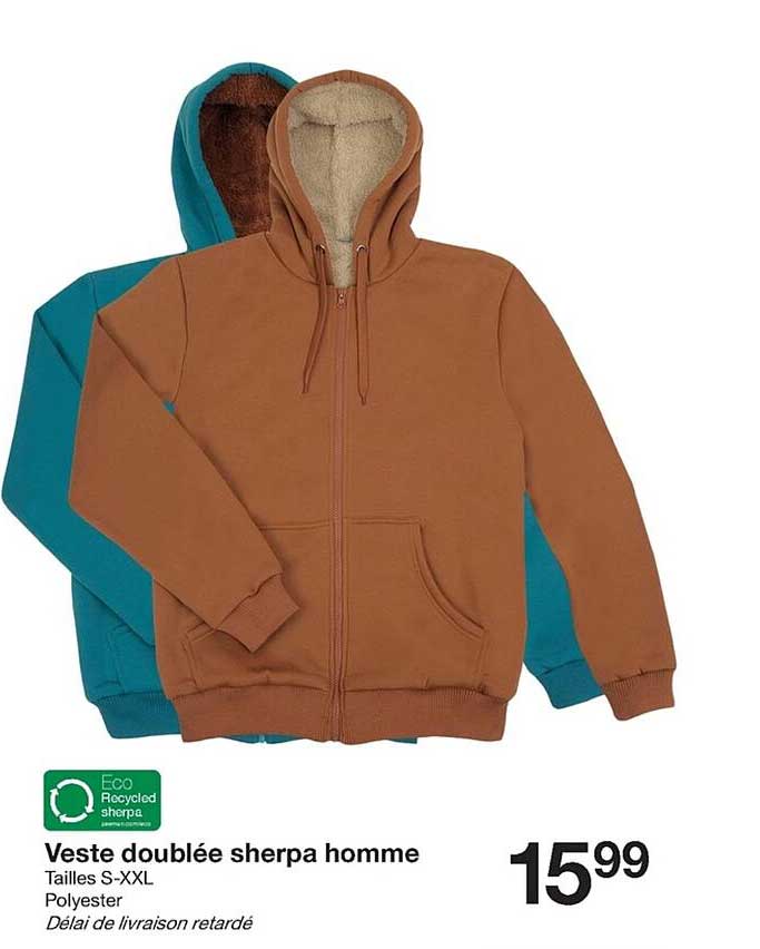 veste doublée sherpa homme