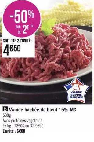 Viande Hachée De Boeuf 15% Mg
