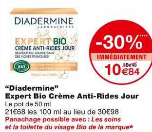 "diadermine" expert bio crème anti-rides jour