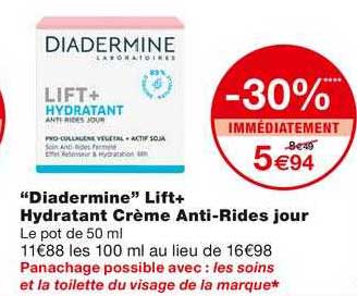 "diatermine" lift+ hydratant crème anti-rides jour
