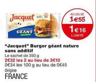 "jacquet" burger géant nature sans additif