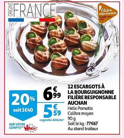 12 escargots à la bourguignonne filière responsable auchan