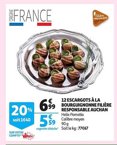 12 escargots à la bourguignonne filière responsable auchan