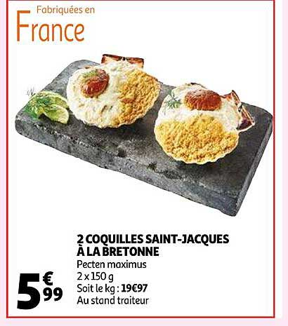 2 coquilles saint-jacques à la bretonne