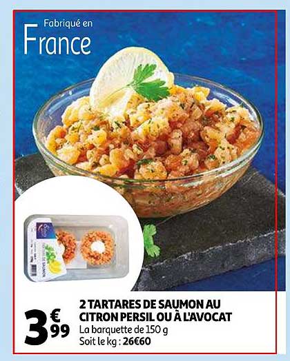 2 tartares de saumon au citron persil ou à l'avocat