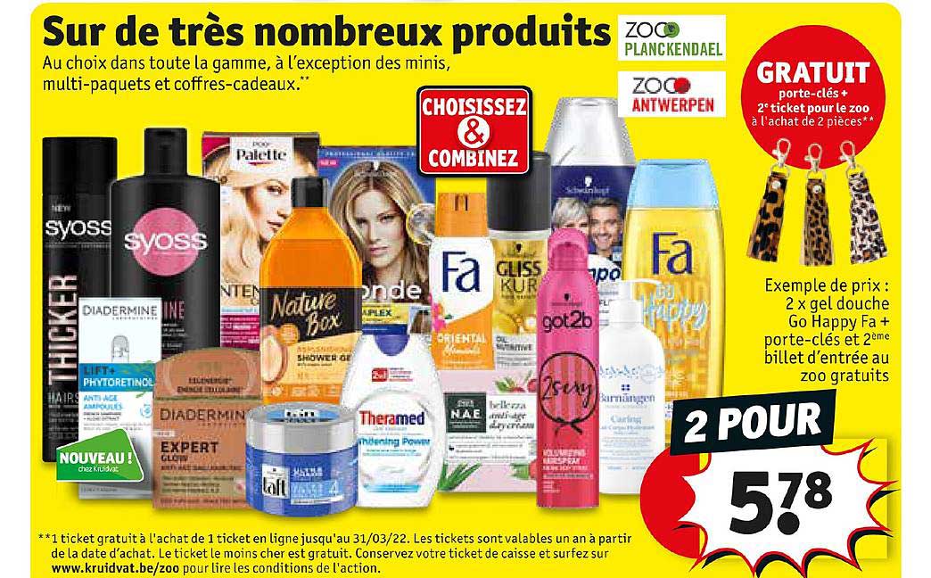 2x gel douche go happy fa + porte-clés et 2ème billet d'entrée au zoo gratuits