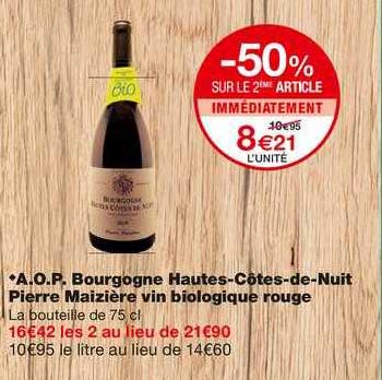 a.o.p. bourgogne hautes-côtes-de-nuit pierre maizière vin biologique rouge