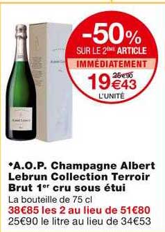 a.o.p. champagne albert lebrun collection terroir brut 1er cru sous étui
