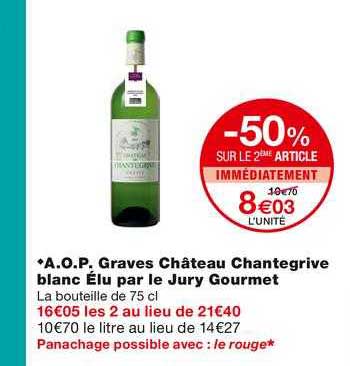 a.o.p. graves château chategrive blanc élu par le jury gourmet