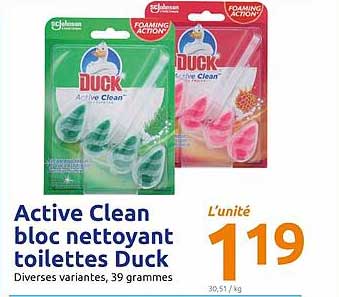 active clean bloc nettoyant toilettes duck