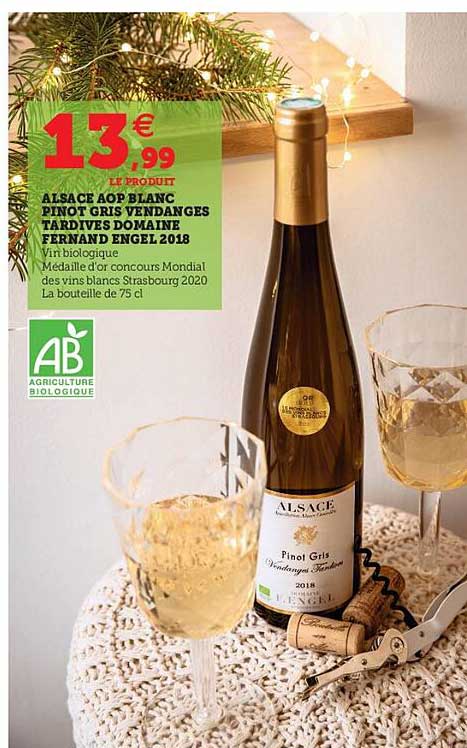 alsace aop blanc pinot gris vendanges tardives domaine fernand engel 2018