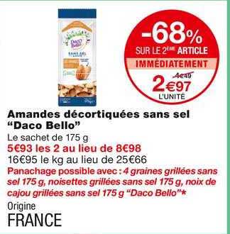 amandes décortiquées sans sel "daco bello"