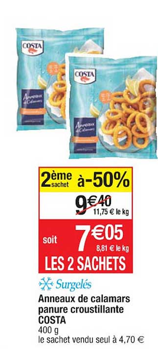 anneaux de calamars panure croustillante costa
