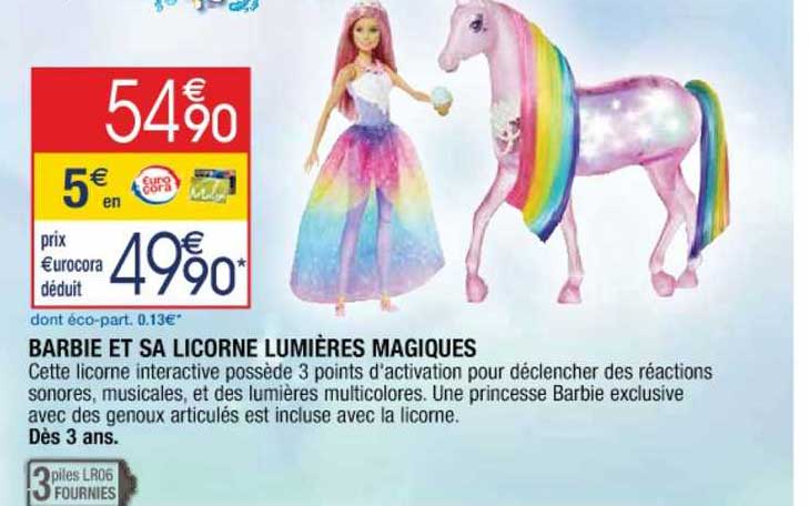 barbie et sa licorne lumières magiques