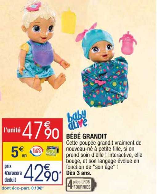 bébé grandit baby alive