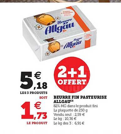 Beurre Fin Pasteurisé Allgau