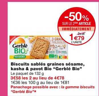 Biscuits Sablés Graines Sésame, Kasha & Pavot Bio "gerblé Bio"