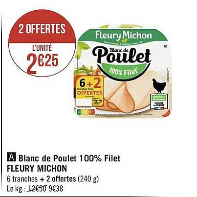 blanc de poulet 100% filet fleury michon