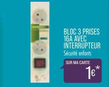 bloc 3 prises 16a avec interrupteur