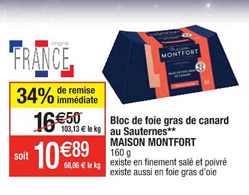 Bloc De Foie Gras De Canard Au Sauternes Maison Montfort