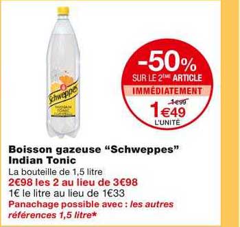 Boisson Gazeuse "schweppes" Indian Tonic