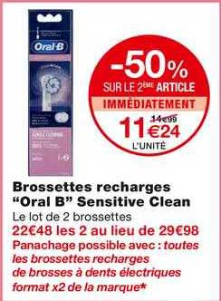 brossettes recharges "oral b" sensitive clean