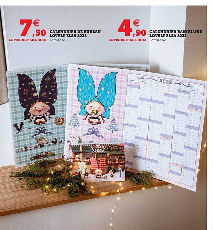 calendrier de bureau lovely elsa 2022, calendrier banquaire lovely elsa 2022