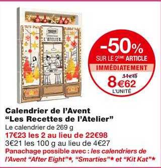 calendrier de l'avent "les recettes de l'atelier"