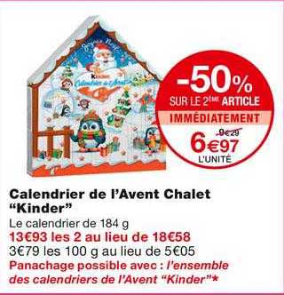 calendrier de l'avent chalet "kinder"