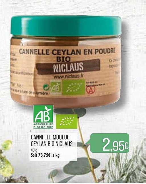 cannelle moulue ceylan bio niclaus